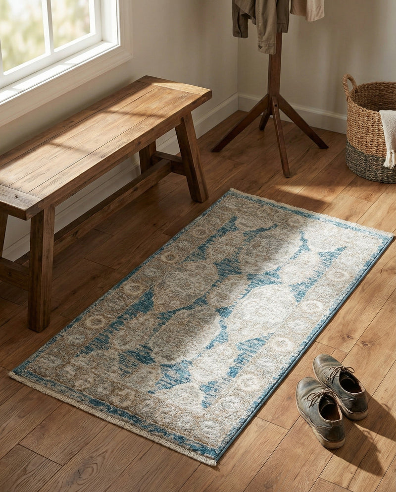 Seville Stripes Collection Area Rug -  Granada (Blue) Rectangle Blue  lifestyle 16