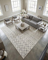 Mediterranean Lattice Collection Area Rug - Santorini (Ivory and Gray) Square Ivory and Gray  lifestyle 90