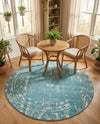 Brighton Stripes Collection Area Rug - Sussex (Light Blue) Round Light Blue  lifestyle 53