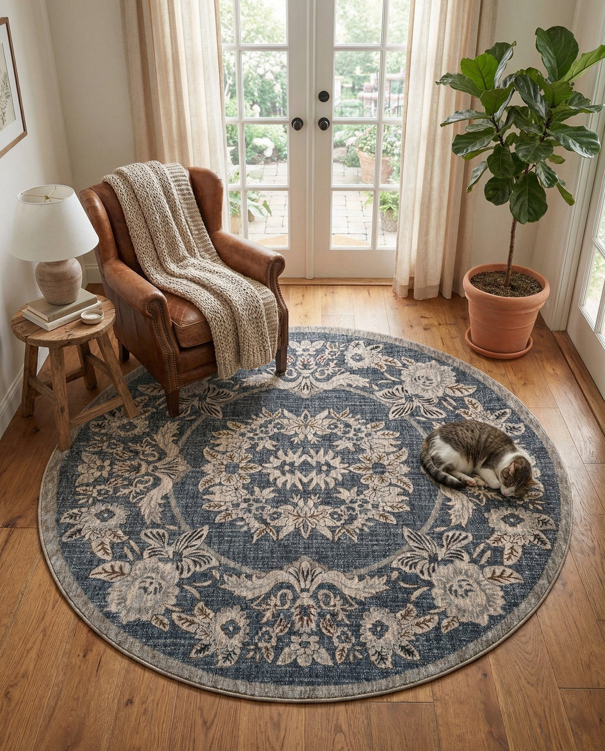 Heritage Harbor Collection Area Rug -  Seabreeze Round Harbor Blue  lifestyle 170