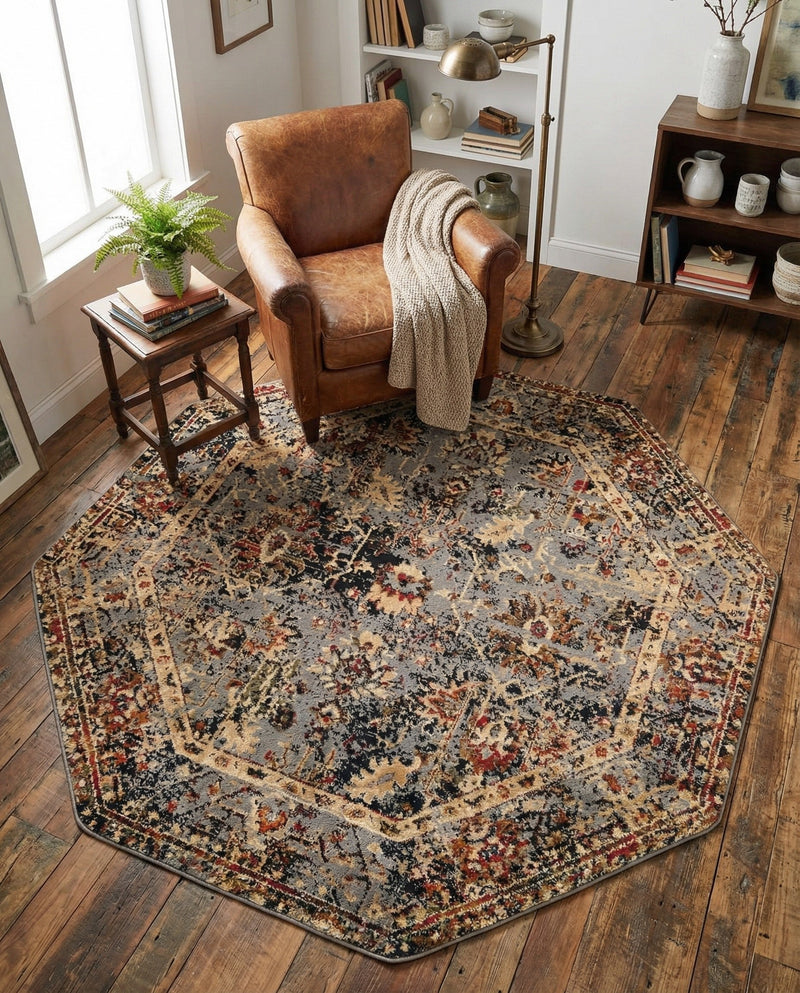Neptune Elegance Collection Area Rug -  Galatea (Blue) Octagon Blue  lifestyle 73