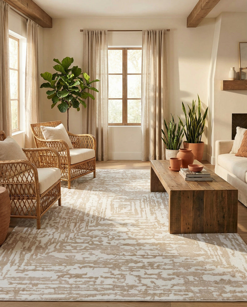 Sanctuary Retreat Collection Area Rug -  Asylum Rectangle White Bone  lifestyle 11
