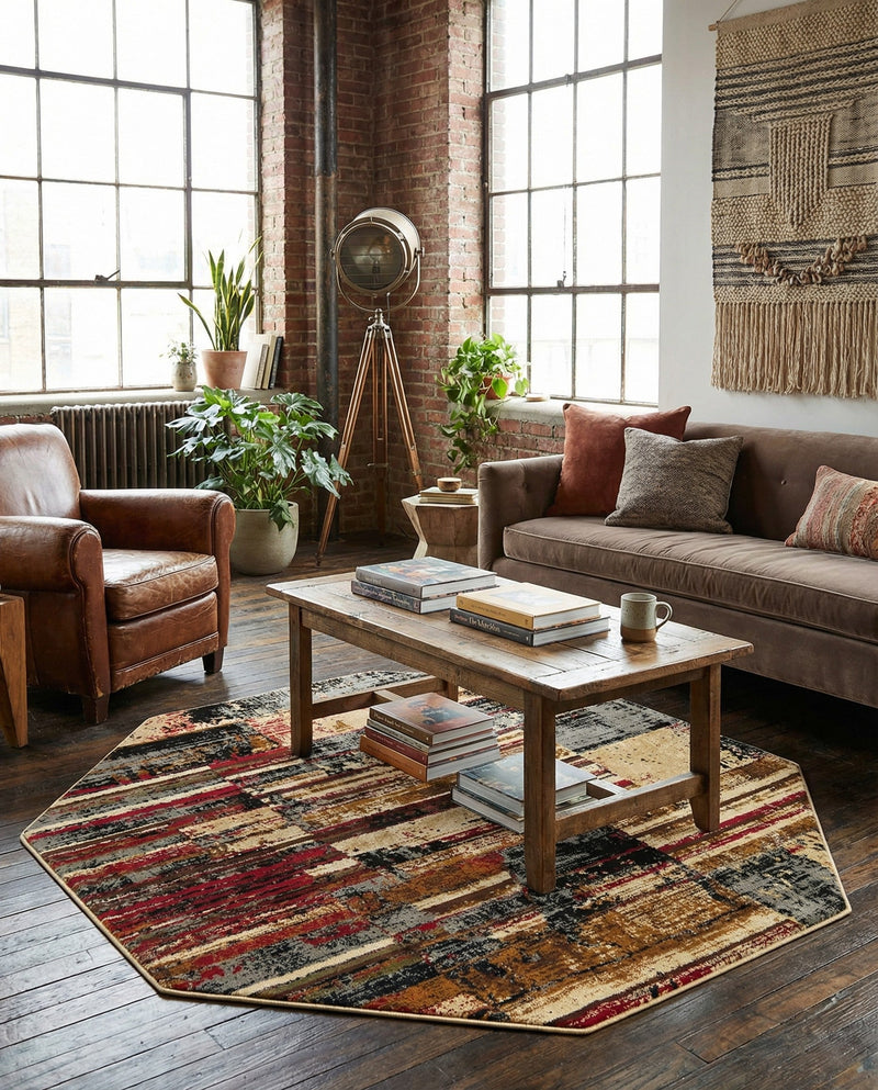 Neptune Elegance Collection Area Rug - Triton Octagon Multi  lifestyle 30