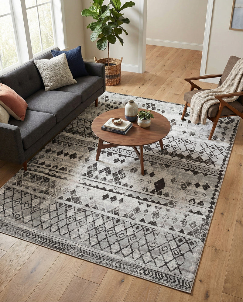 Dresden Elegance Collection Area Rug -  Zittau Rectangle Gray  lifestyle 42