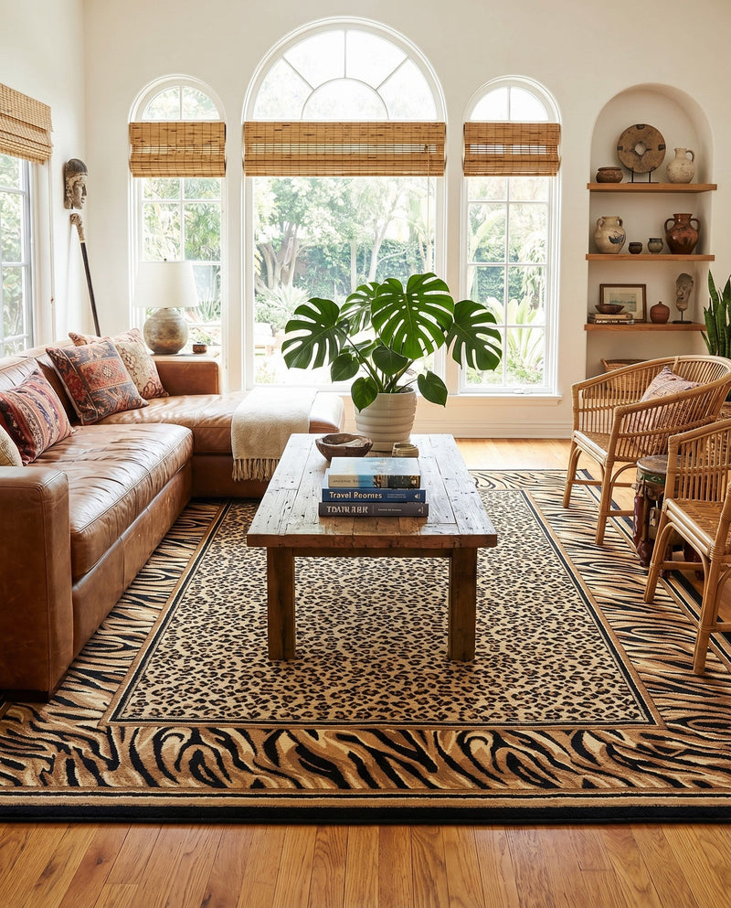 Savannah Sojourn Collection Area Rug -  Chobe Rectangle Light Brown  lifestyle 18