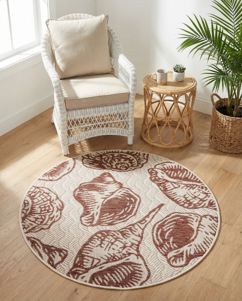 Seaside Haven Rugs Collection Area Rug -  Lighthouse (Ivory Rust Red) Round Ivory Rust Red  lifestyle 57