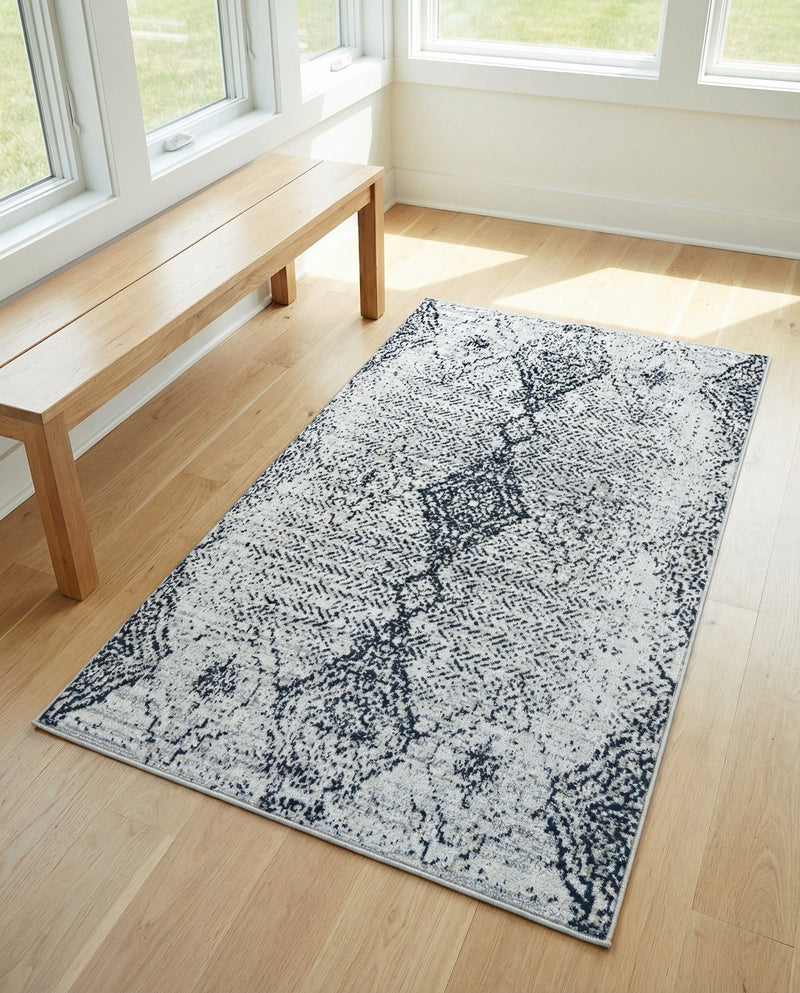 Aegean Elegance Washables Collection Area Rug -  Naxos Rectangle Black and White  lifestyle 40