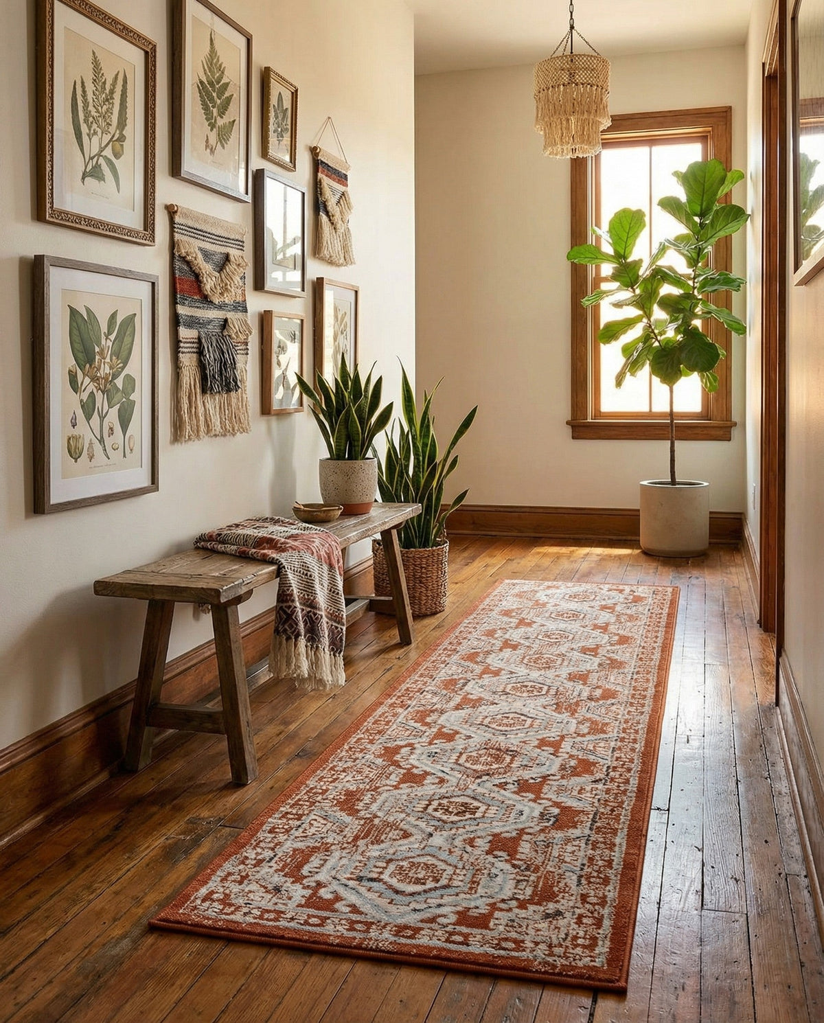 Savannah Elegance Collection Area Rug -  Tybee (Terracotta) Runner Terracotta  lifestyle 105