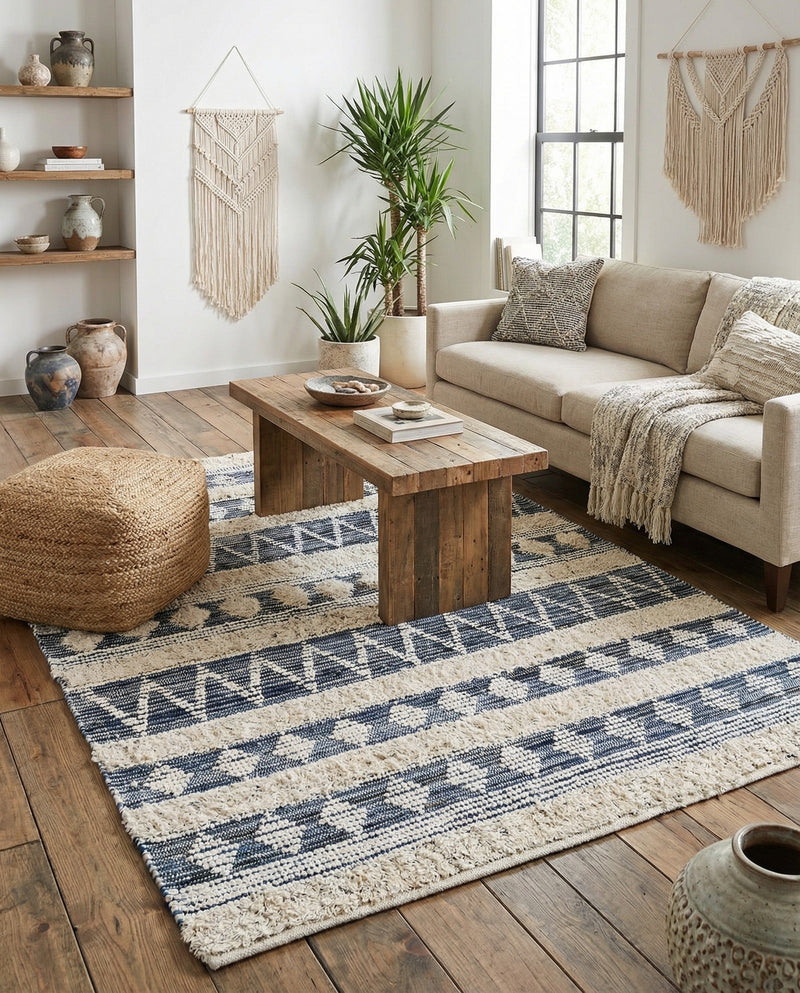 Cotton Punjab Passage Collection Area Rug - Amritsar Rectangle Ivory  lifestyle 11