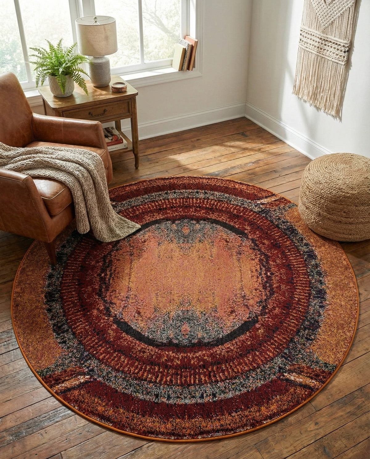 Marrakesh Elegance Collection Area Rug -  Sijilmasa Round Orange  lifestyle 88