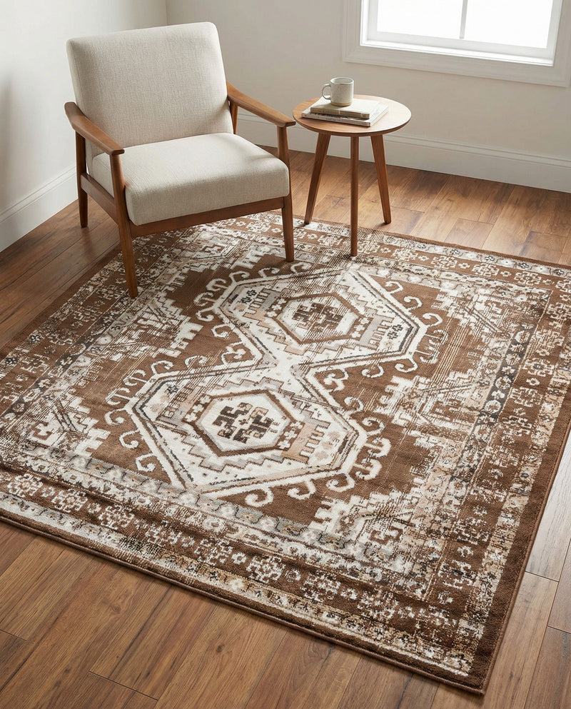 Savannah Elegance Collection Area Rug -  Tybee (Brown) Square Brown  lifestyle 51
