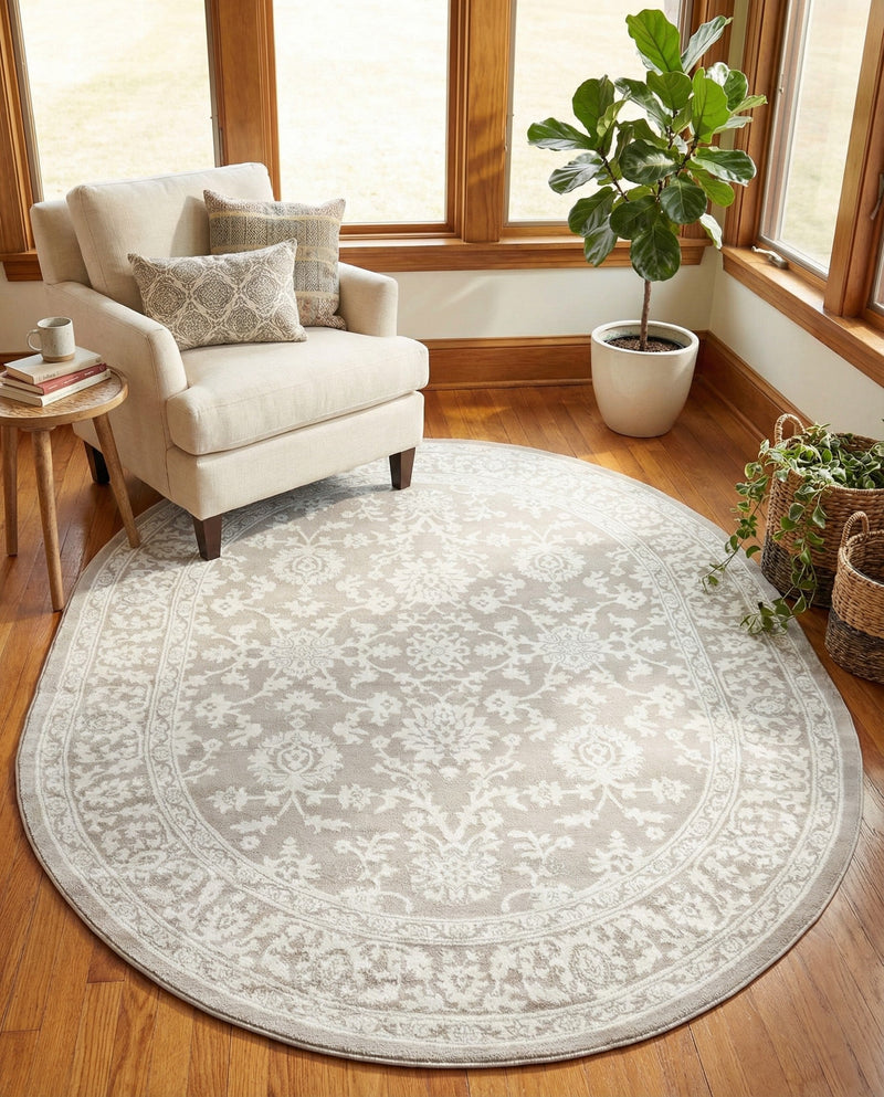 Savannah Elegance Collection Area Rug - Augusta (Light Gray) Oval Light Gray  lifestyle 50
