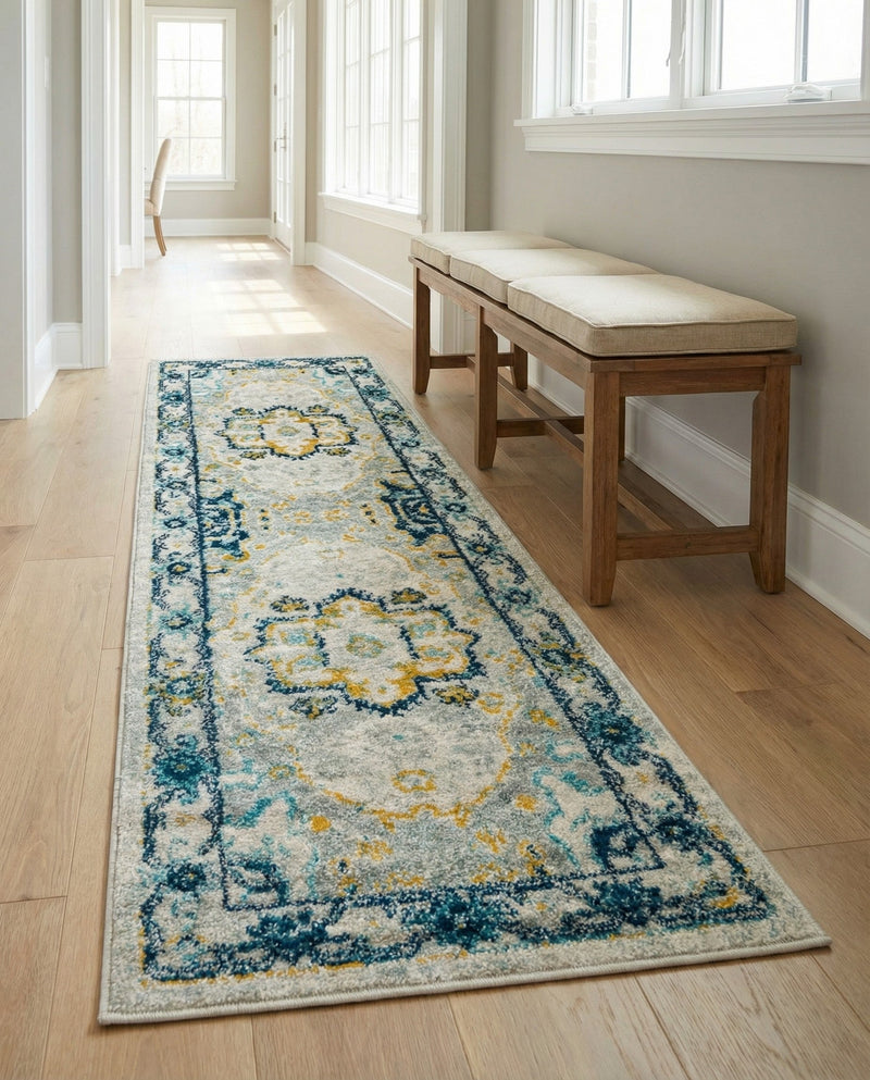 Parisian Elegance Collection Area Rug - Versailles (Gray) Runner Gray  lifestyle 79