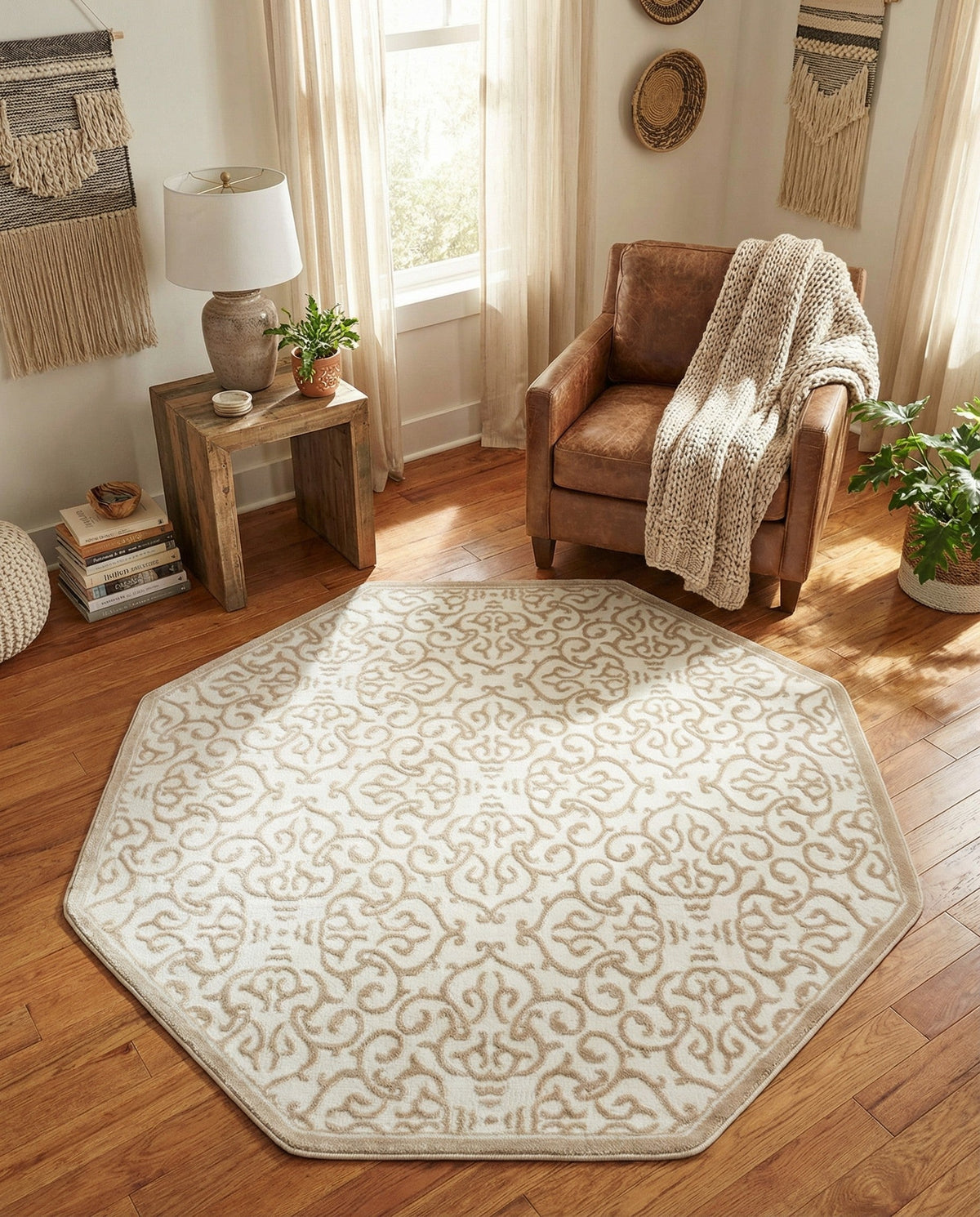Andes Summit Collection Area Rug -  Pichincha Octagon Snow White  lifestyle 102