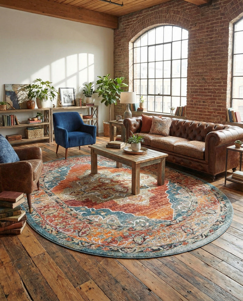 Savannah Soiree Collection Area Rug - Serengeti (Rust Red) Oval Rust Red  lifestyle 49