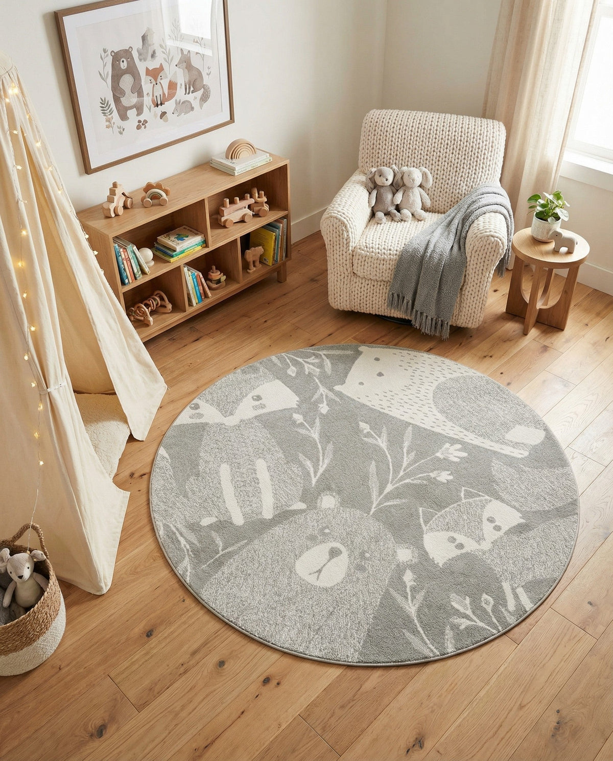 Wonder Tykes Collection Area Rug -  Quirky Round Gray  lifestyle 106