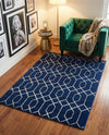 Hollywood Luxe Collection Area Rug - Sunset (Navy Blue Silver) Rectangle Navy Blue Silver  lifestyle 13