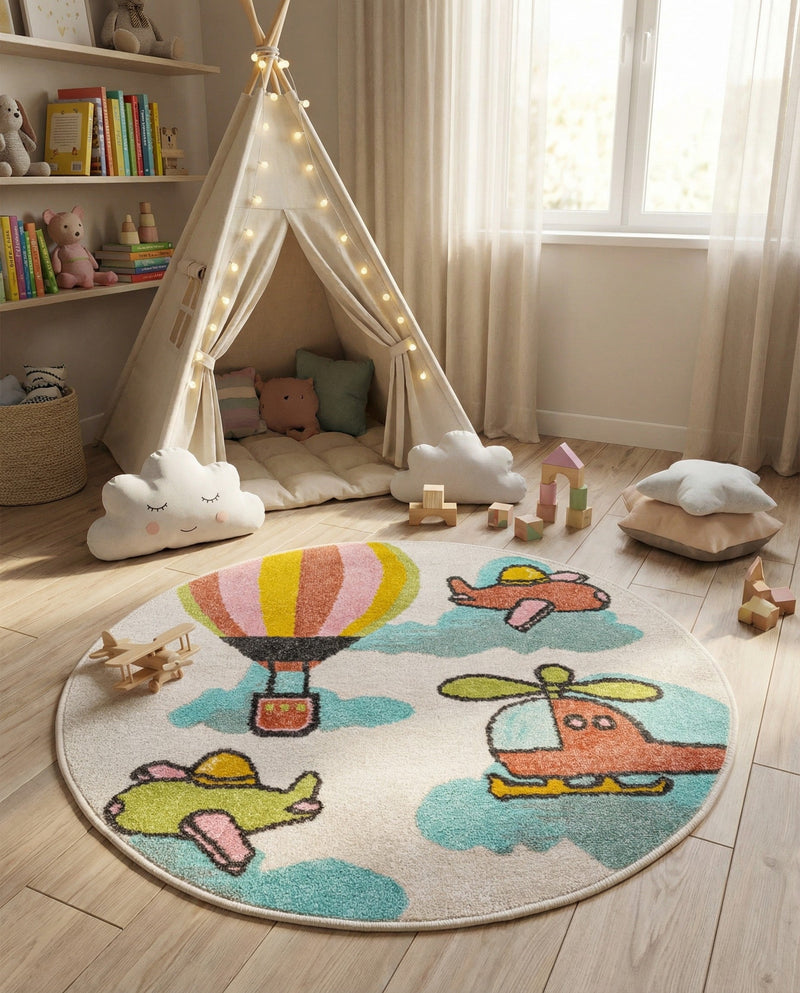 Wonder Tykes Collection Area Rug -  Splatter Round Multi  lifestyle 41