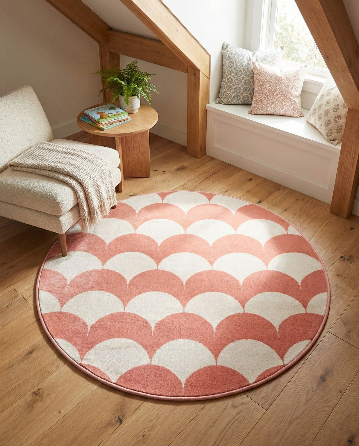 Wonder Tykes Collection Area Rug - Sparklewood Round Soft Coral Pink  lifestyle 79