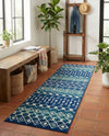 Mediterranean Lattice Collection Area Rug - Santorini (Navy and Teal) Runner Navy and Teal  lifestyle 41