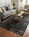 Riviera Elegance Collection Area Rug - Antibes (Black) Rectangle Black  lifestyle 21