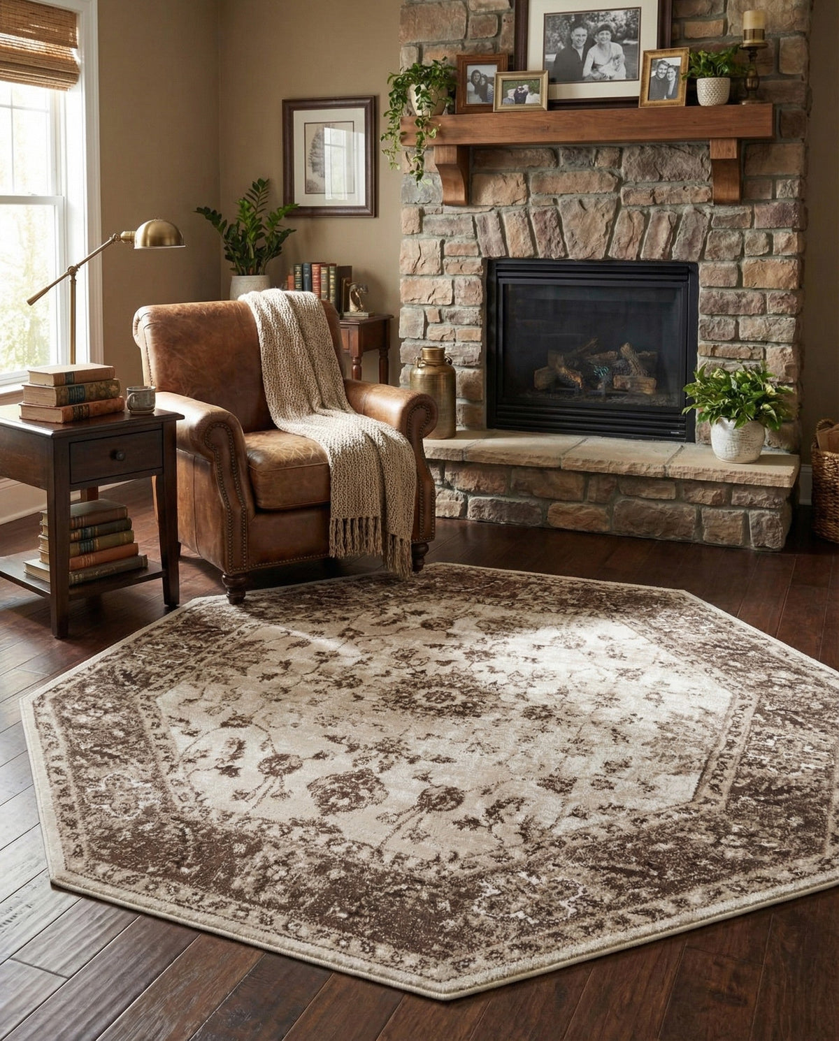 Andes Summit Collection Area Rug -  Aconcagua Octagon Cream  lifestyle 100