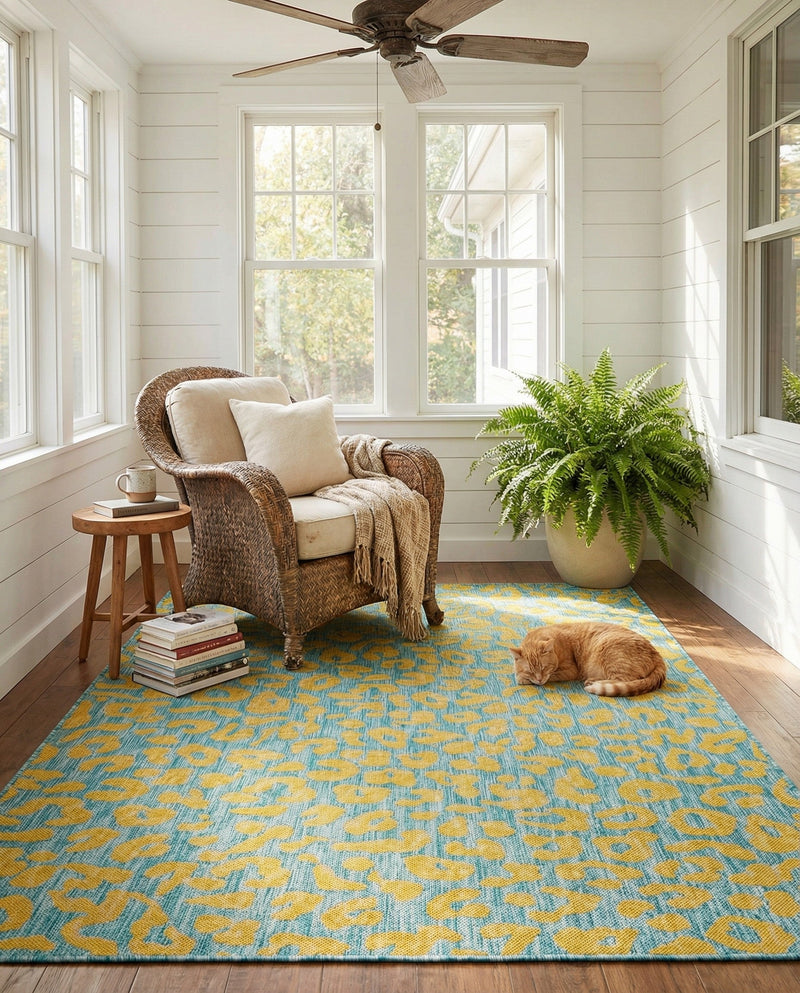 Savannah Escape Collection Area Rug -  Amazon (Blue Yellow) Rectangle Blue Yellow  lifestyle 15