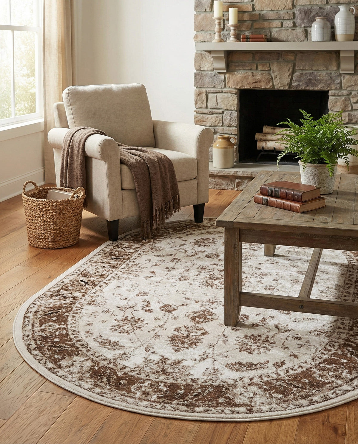 Andes Summit Collection Area Rug -  Aconcagua Oval Cream  lifestyle 97