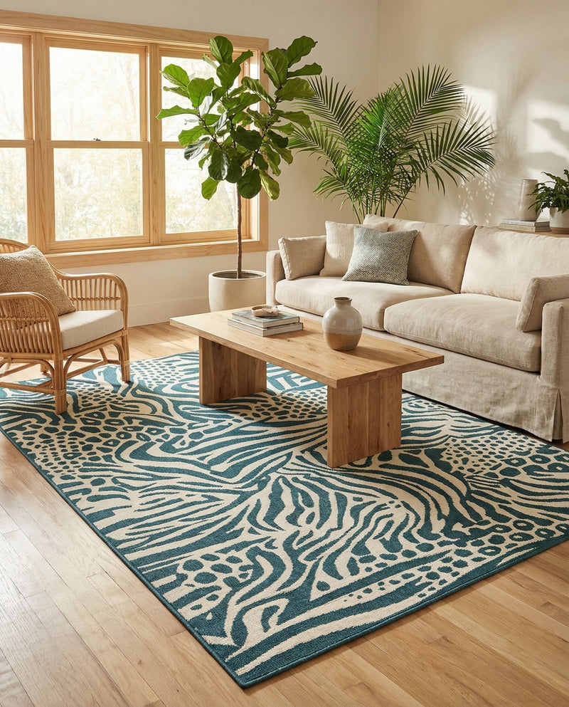 Savannah Escape Collection Area Rug -  Masai Rectangle Navy Blue and Ivory  lifestyle 28