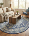 Savannah Series Collection Area Rug - Charleston (French Blue) Oval French Blue  lifestyle 45