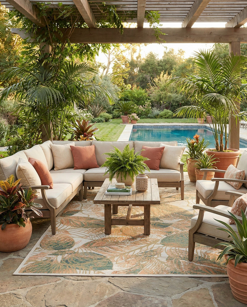 Coastal Terrace Collection Area Rug -  Driftwood Rectangle Ivory  lifestyle 32