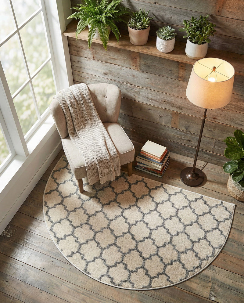 Lattice Gardens Collection Area Rug -  Bloomfield (Beige and Gray) Hearth Beige and Gray  lifestyle 75