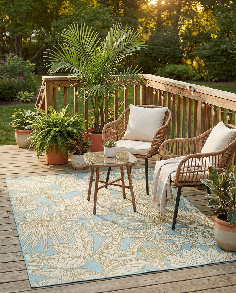 Seaside Blooms Collection Area Rug -  Shalimar Rectangle Soft Blue  lifestyle 15