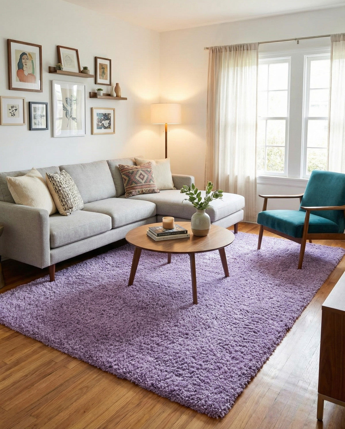 Plush Oasis Collection Area Rug - Serenity (Lilac) Rectangle Lilac  lifestyle 6