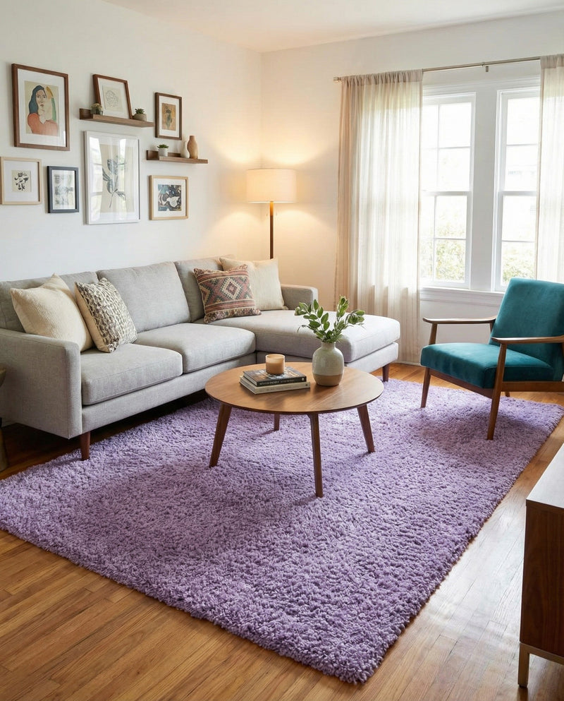Plush Oasis Collection Area Rug - Serenity (Lilac) Rectangle Lilac  lifestyle 6