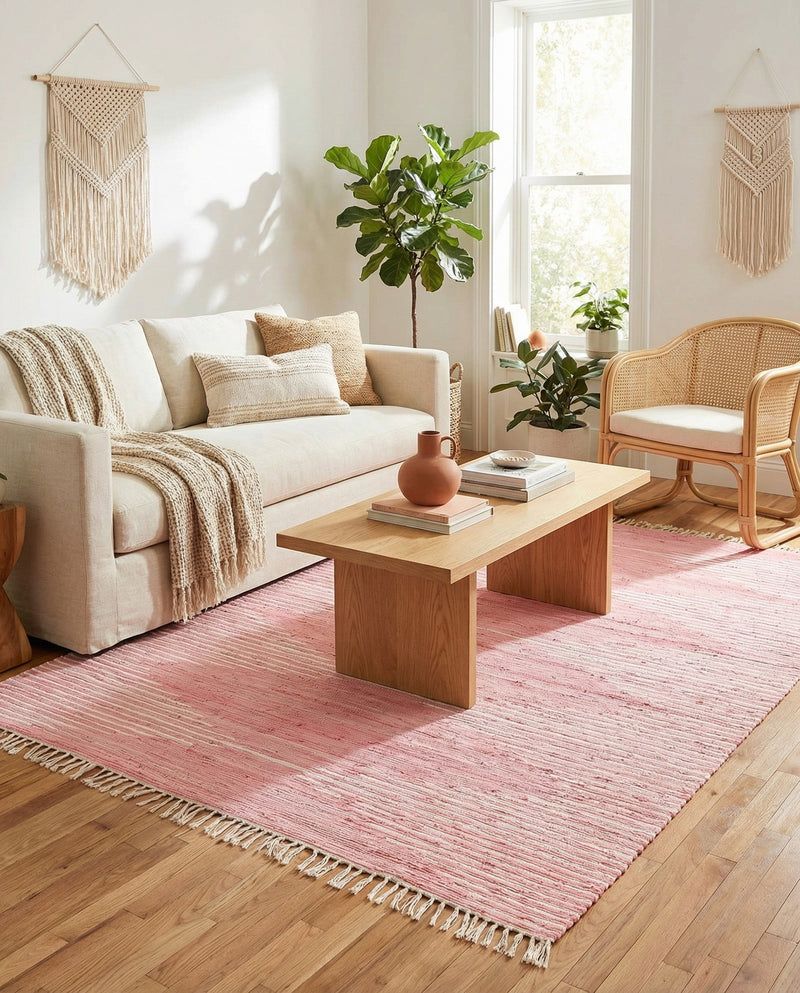 Thar Cotton Collection Area Rug - Jaisalmer (Rose) Rectangle Rose  lifestyle 11