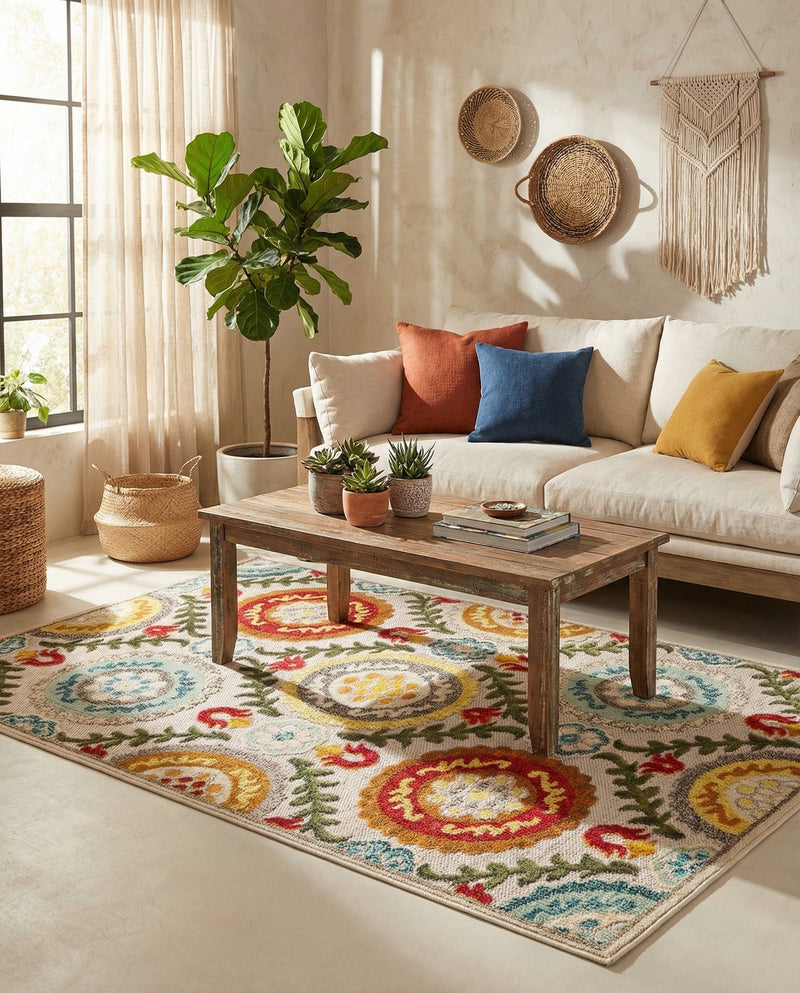 Outdoor Marrakesh Collection Area Rug -  Asilah Rectangle Ivory Beige  lifestyle 49