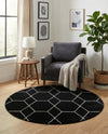 Trellis Mosaic Collection Area Rug - Arborville (Black) Round Black  lifestyle 28