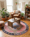 Heritage Elegance Collection Area Rug -  Winterthur (Pink) Round Pink  lifestyle 33