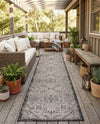 Tribal Terrace Treasures Collection Area Rug - Mayan Marina (Charcoal Gray) Runner Charcoal Gray  lifestyle 62