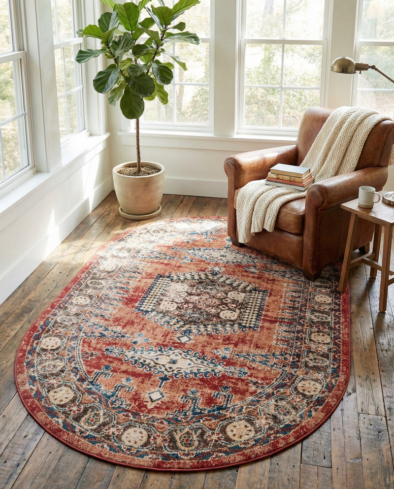 Eden Oasis Collection Area Rug -  Refuge (Terracotta) Oval Terracotta  lifestyle 57