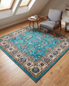 Casablanca Tapestry Collection Area Rug -  Marrakech (Arctic Aqua Blue) Square Arctic Aqua Blue  lifestyle 57