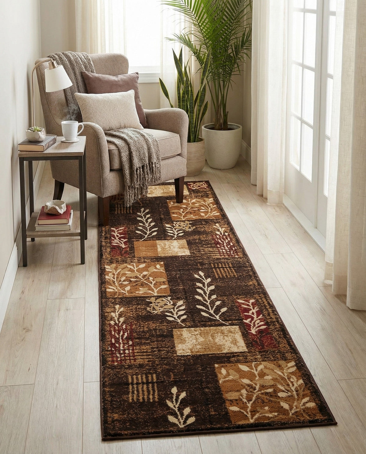 Bistro Lounge Collection Area Rug -  Affogato Runner Brown  lifestyle 150