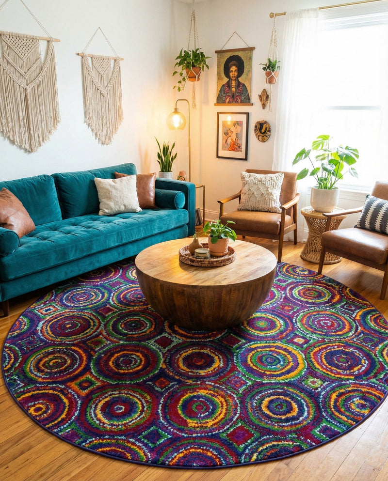 Caribbean Cove Collection Area Rug -  Vincent Round Multi  lifestyle 44
