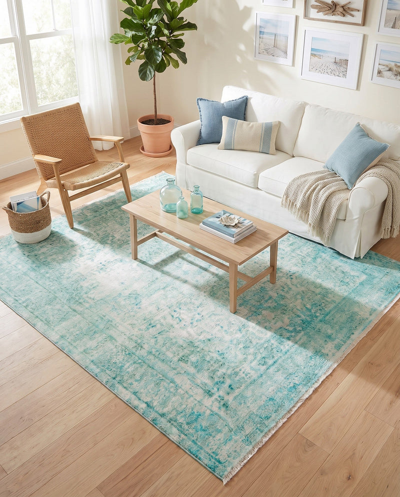 Bazaar Chic Collection Area Rug -  Taza Square Turquoise  lifestyle 52