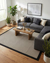 Terrace Fringe Collection Area Rug - Oceanside Rectangle Black  lifestyle 60