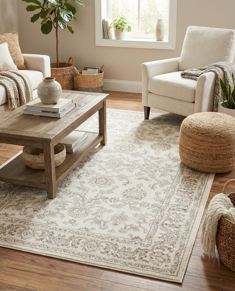 Savannah Elegance Collection Area Rug - Augusta (Ivory) Rectangle Ivory  lifestyle 8