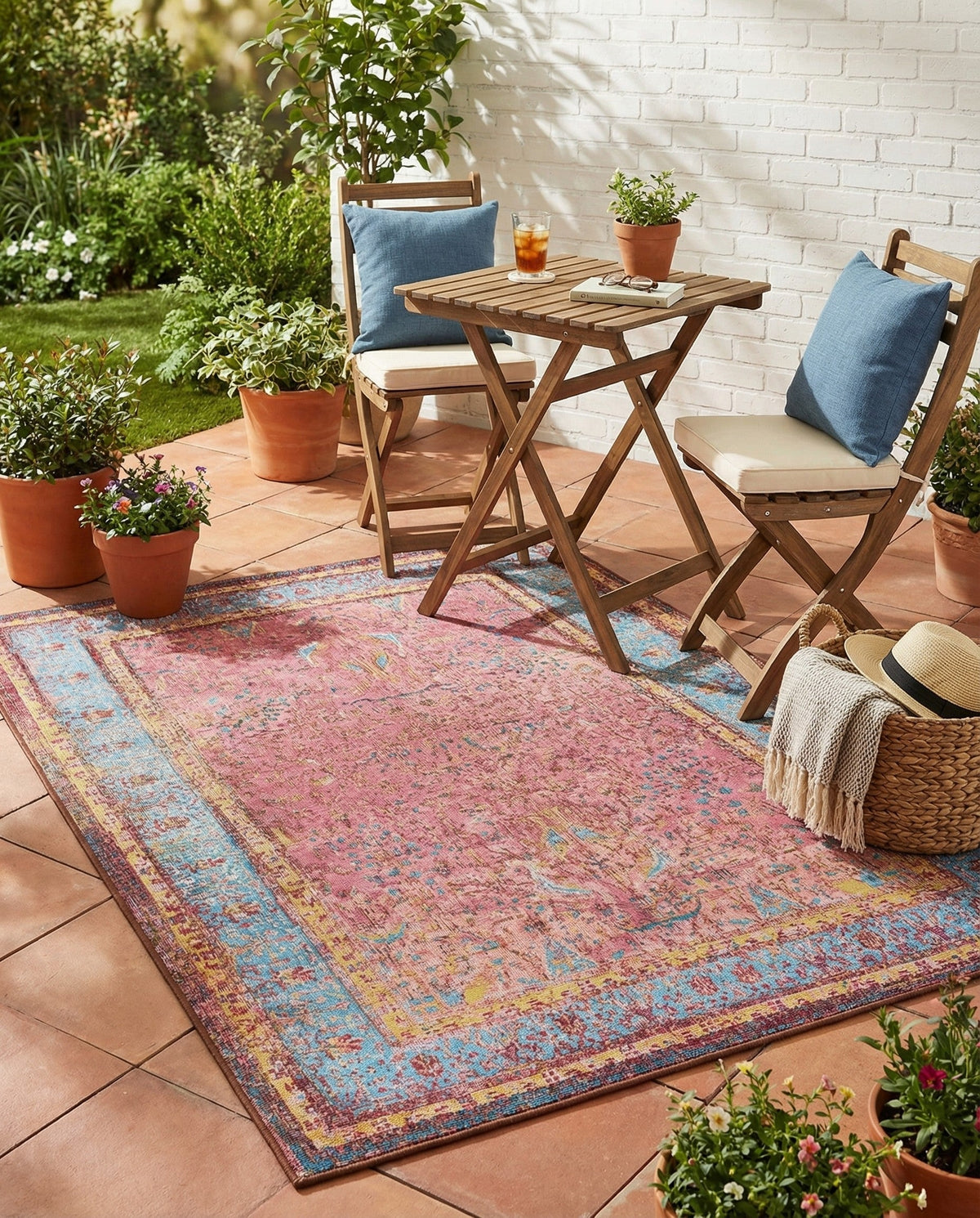 Patio Heritage Collection Area Rug -  Serenity Rectangle Vintage Salmon Coral  lifestyle 21