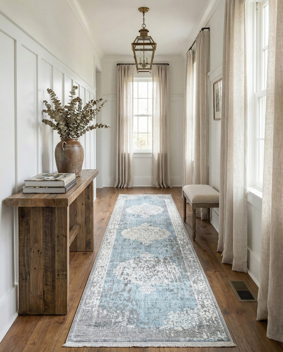 Rustic Charm Revival Collection Area Rug -  Meadowland Runner Light Blue  lifestyle 131