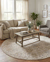 Cascade Range Collection Area Rug -  Shasta (Ivory) Round Ivory  lifestyle 34